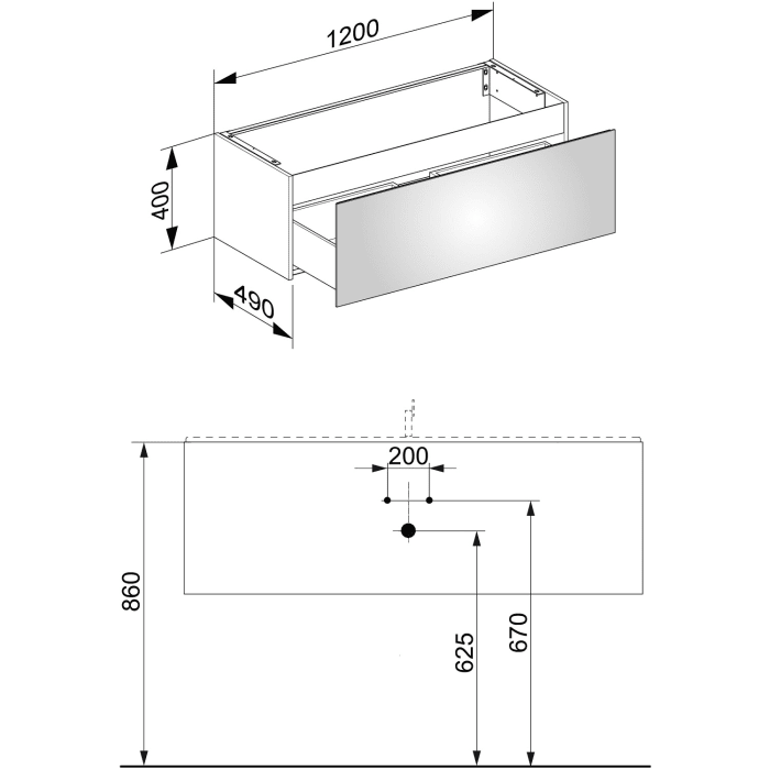 Keuco X-Line Waschtischunterbau 120 x 40 cm