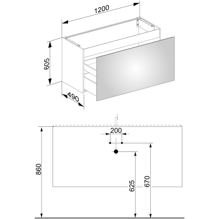 Keuco X-Line Waschtischunterbau 120 x 60,5 cm