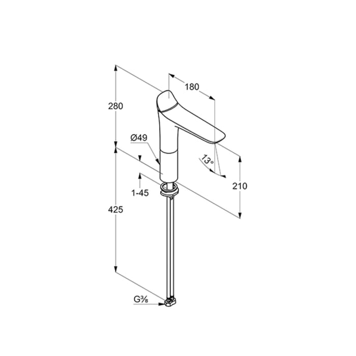 Kludi AMBA Waschschüssel-Einhandmischer 28 cm, ohne Ablaufgarnitur