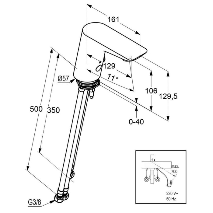 Kludi BALANCE E elektronische Waschtischarmatur Niederdruck, Netzbetrieb