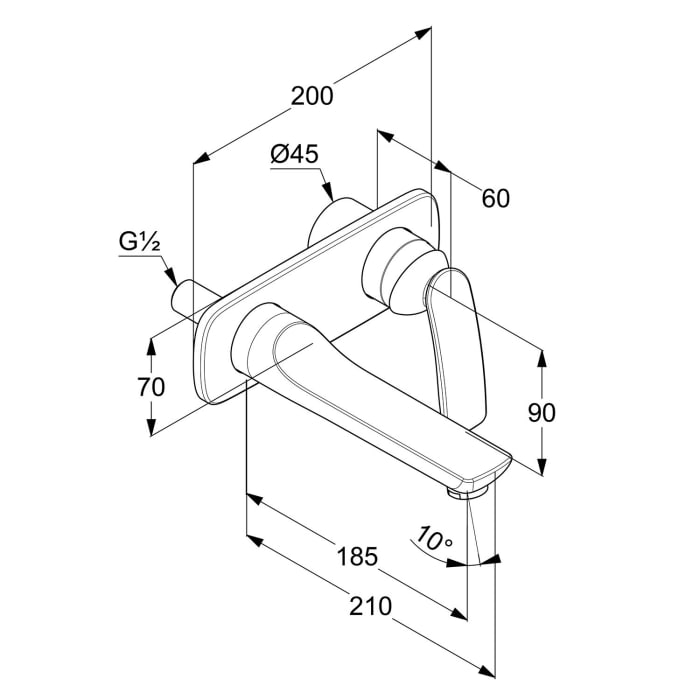 Kludi BALANCE Unterputz-Waschtisch-Zweiloch-Wand-Einhandmischer, Ausladung 18 cm