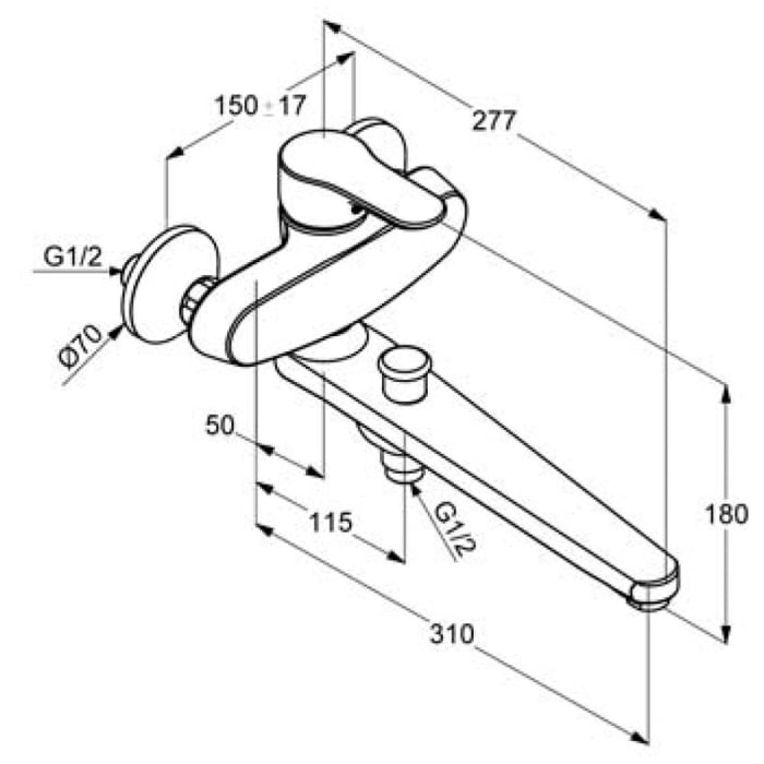 Kludi OBJEKTA Spezial Wannenfüll- und Brause-Einhandmischer