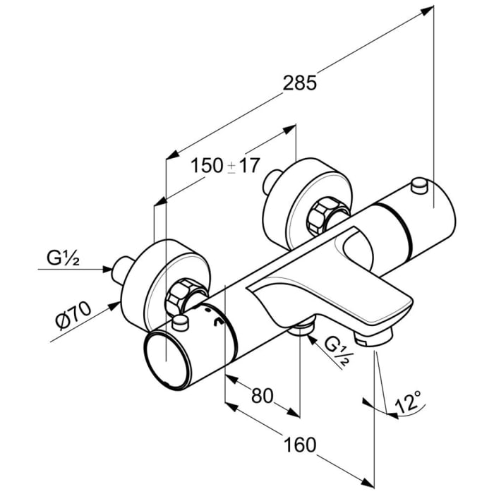 Kludi OBJEKTA Thermostat Wannenfüll- und Brausearmatur