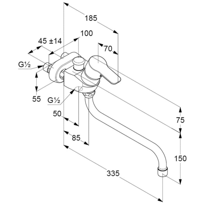 Kludi PURE&EASY Wannenfüll- und Brause-Einhandmischer
