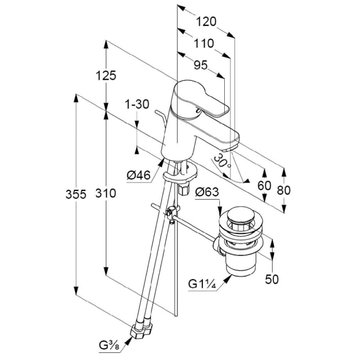 Kludi PURE&EASY Waschtisch-Einhandmischer 60