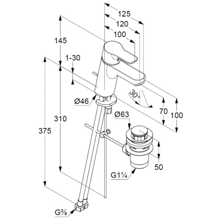 Kludi PURE&EASY Waschtisch-Einhandmischer 70