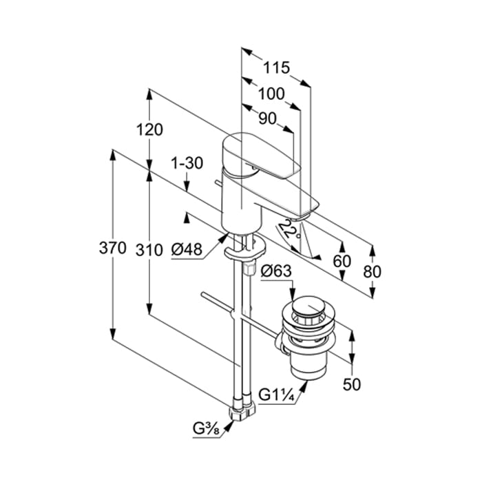 Kludi PURE&SOLID Waschtisch-Einhandmischer 60