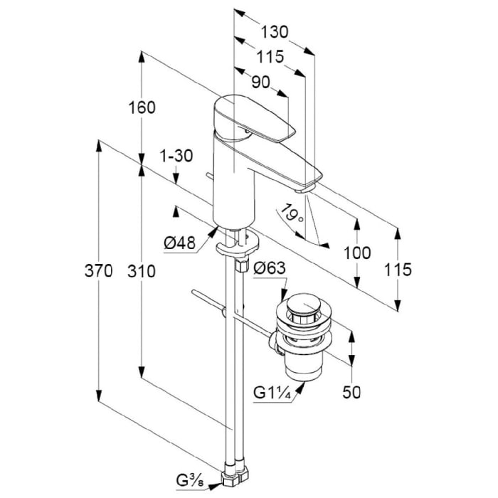 Kludi PURE&SOLID Waschtisch-Einhandmischer 100