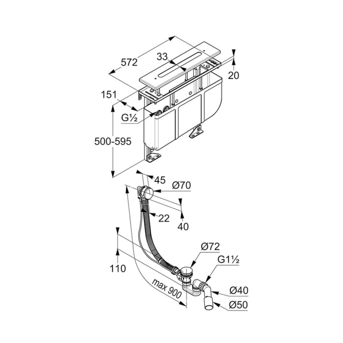 Kludi ROTEXA MULTI Rohbau-Set für 4-Loch-Armaturen