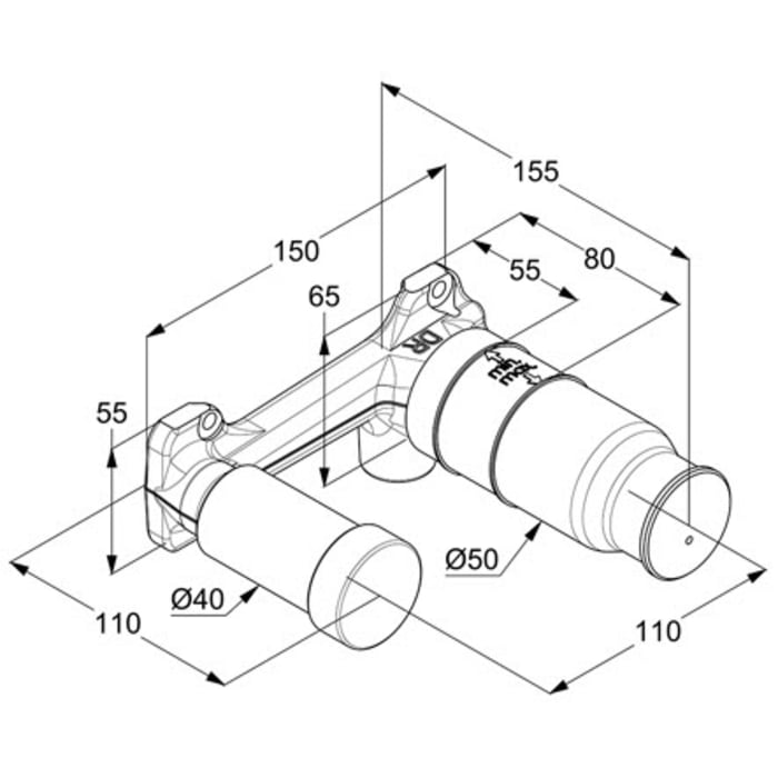 Kludi Rohbau Set für Unterputz-Zweiloch-Wand Einhandmischer