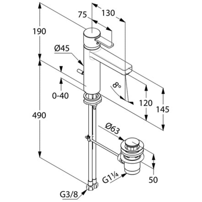 Kludi ZENTA XXL Waschtisch-Einhandmischer