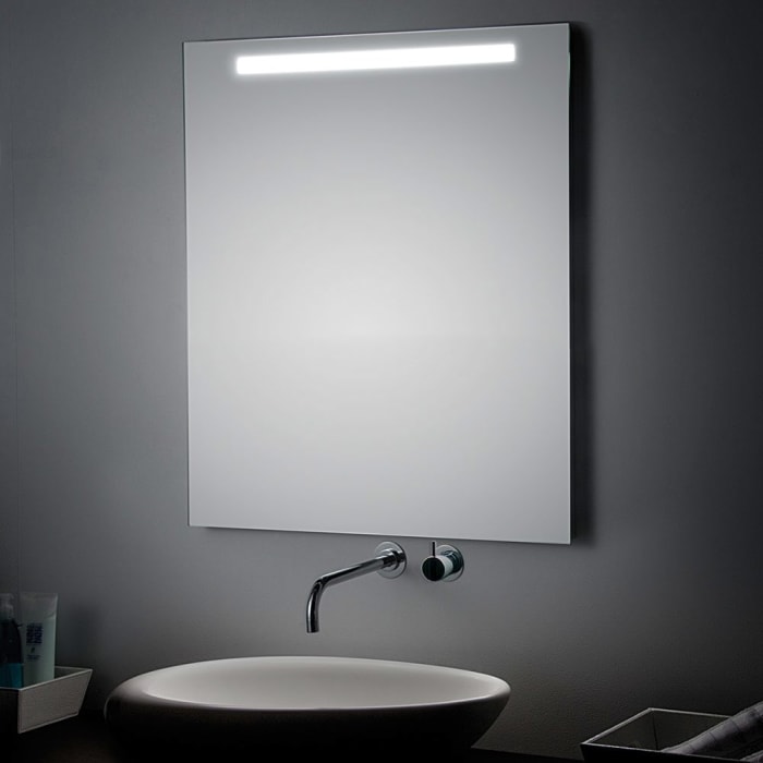 Koh-I-Noor Badspiegel 50 x 70 cm mit LED-Oberbeleuchtung und 4,9 W Leistung