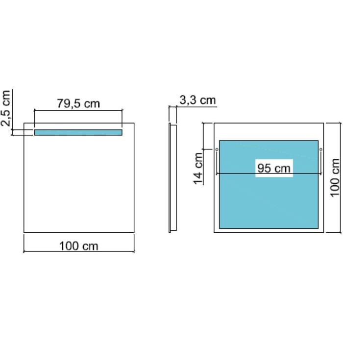 Koh-I-Noor Badspiegel LED 100 x 100 cm mit Oberbeleuchtung, 14,7 W