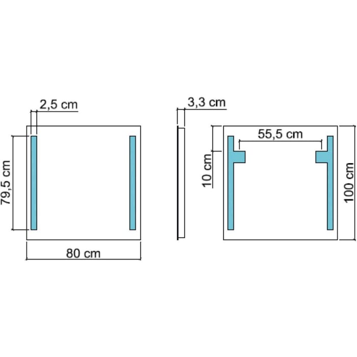 Koh-I-Noor Badspiegel 80 x 100 cm mit seitlicher LED-Beleuchtung und neutral-weißem Licht