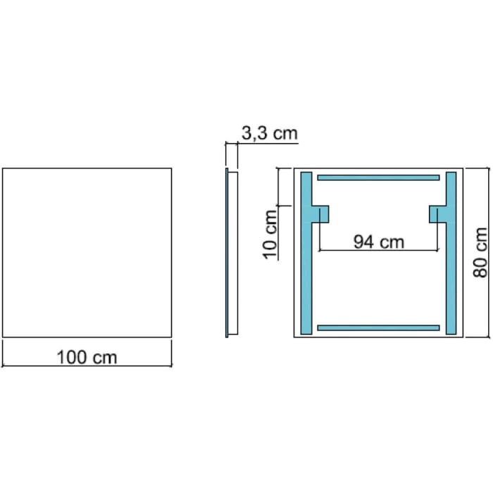 Koh-I-Noor Badspiegel 100 x 80 cm mit 2x rückwärtiger Beleuchtung
