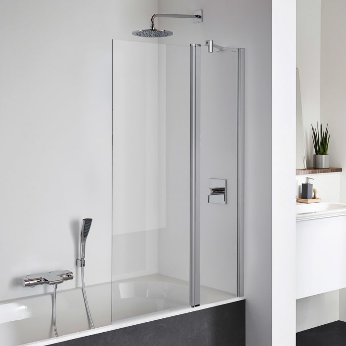 Koralle TwiggyPlus Pendeltür mit Festelement auf Badewanne 90 x 140 cm