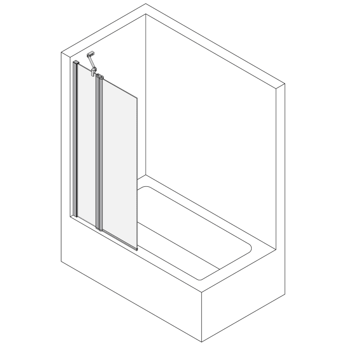 Koralle TwiggyPlus Pendeltür mit Festelement auf Badewanne Sondermaß