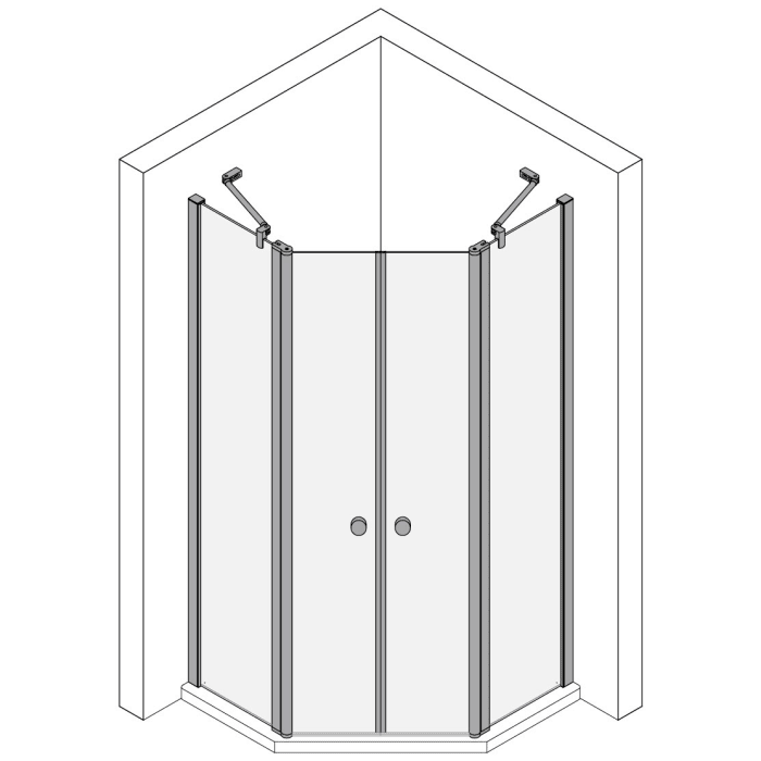 Koralle TwiggyPlus Fünfeckdusche Pendeltür mit Festelement 90 x 185 cm
