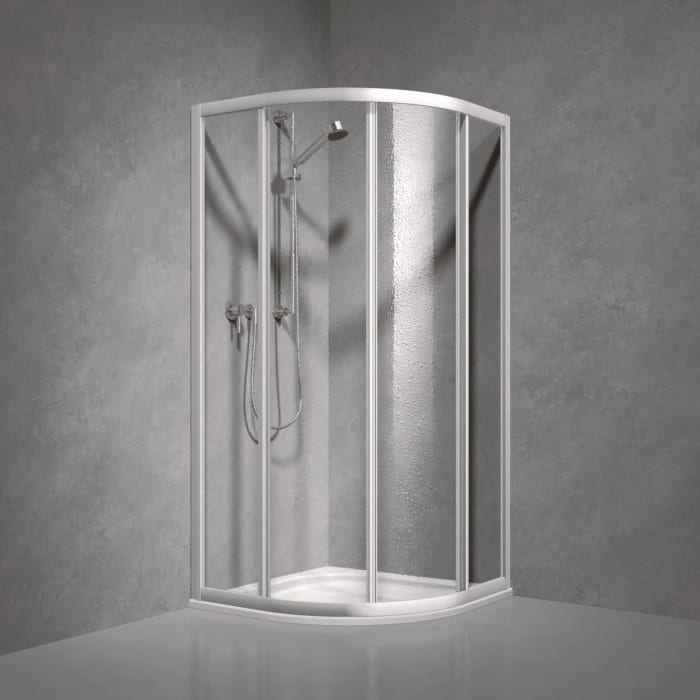 Koralle TwiggyTop VKSTT Schiebetür 2-teilig mit Festteilen, 90 x 185 cm, Radius 55 cm