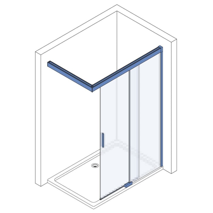 Koralle S600Plus WalkIn Schiebetür mit Festelement rechts Type DSW2 R 120, 90 x 120 cm