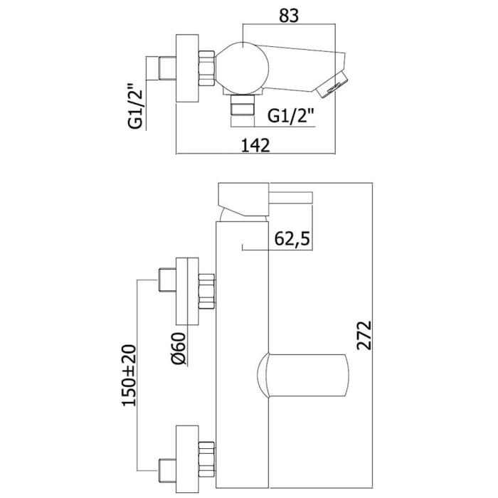 Kronenbach AQA 2.0 Aufputz-Wannenarmatur