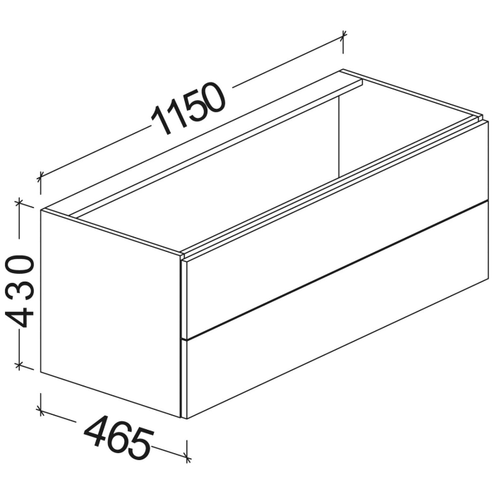 Kronenbach Plana 2.0 Waschtischunterschrank für Geberit iCon 120 cm mit 2 Auszügen