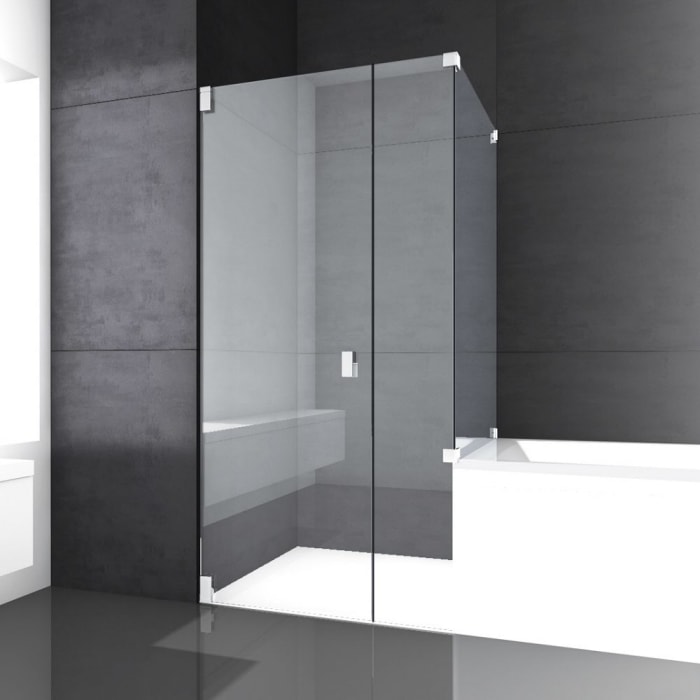 Kronenbach Cube Drehtür an Seitenteil bis 120 cm mit Badewannenseitenwand, mit Beschichtung