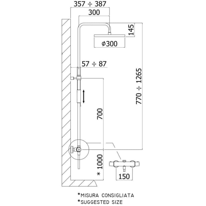 Kronenbach Duschsystem Aufputz mit Thermostat und Kopfbrause Ø 30 cm, rund