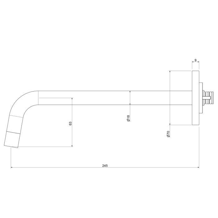 Kronenbach Ersatzauslauf Lima 2.0 Black Waschtisch-Wandarmatur 24,5 cm