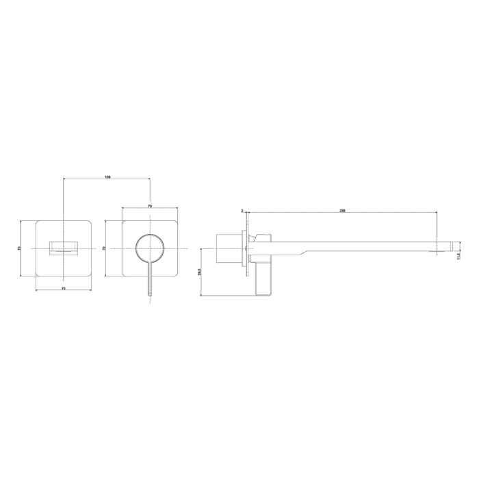 Kronenbach Krona 2.0 Waschtisch-Wandarmatur Ausladung 24 cm inkl. Grundkörper