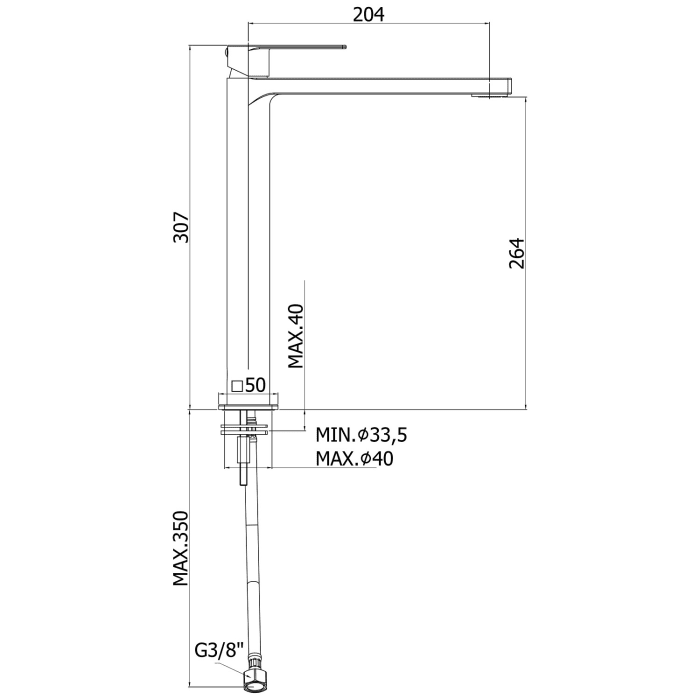 Kronenbach Omega 2.0 Waschtischeinhebelmischer XXL für Schalenbecken