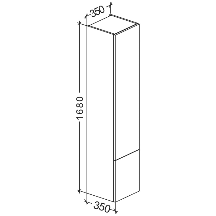 Kronenbach Plana 2.0 Hochschrank 35 x 168 cm mit 1 Tür, 1 Wäschekippe, Anschlag links