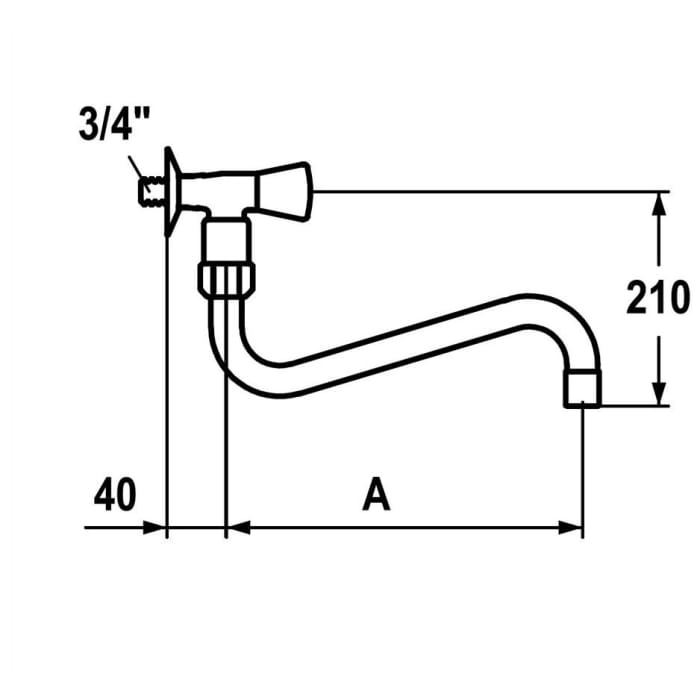 KWC Gastro Eingriff-Spültischbatterie Wandmodell für die Profiküche, Ausladung 30 cm