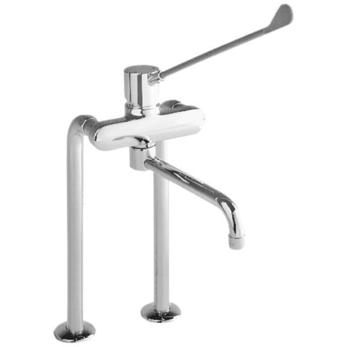 KWC Gastro Einhebel-Spütisch-Zweiloch-Brückenbatterie mit langem Hebel, Ausladung 40 cm