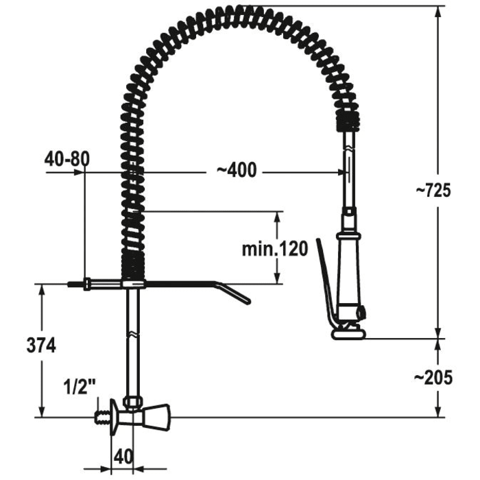 KWC Gastro Wandventil mit Geschirrwaschbrause für die Profiküche