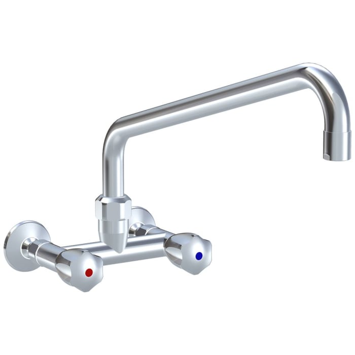 KWC Gastro Zweigriff-Spültisch-Wandbatterie mit Auslauf von oben für die Profiküche, Ausladung 45 cm