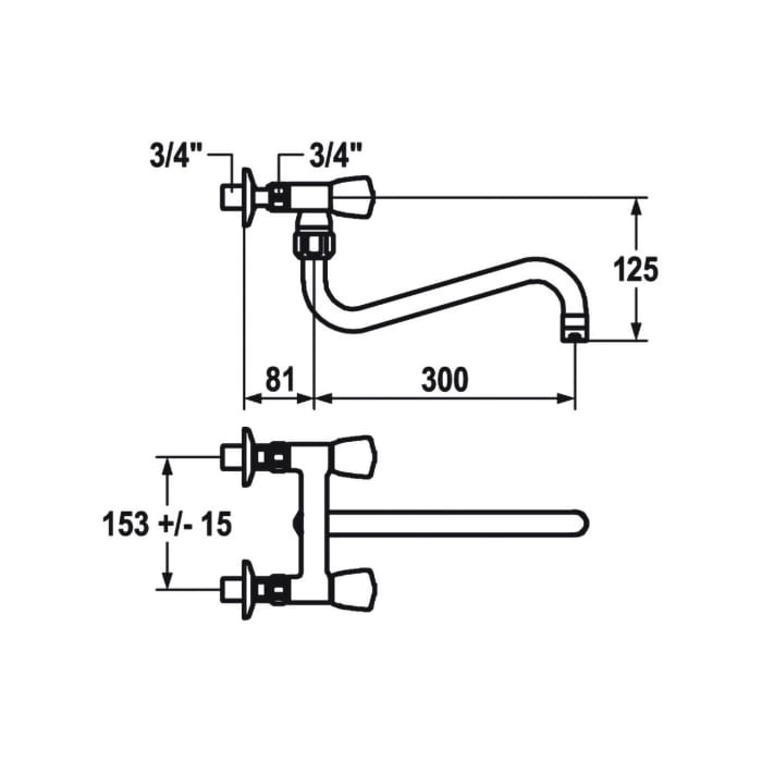 KWC Gastro Zweigriff Spültisch-Wandbatterie für die Profiküche