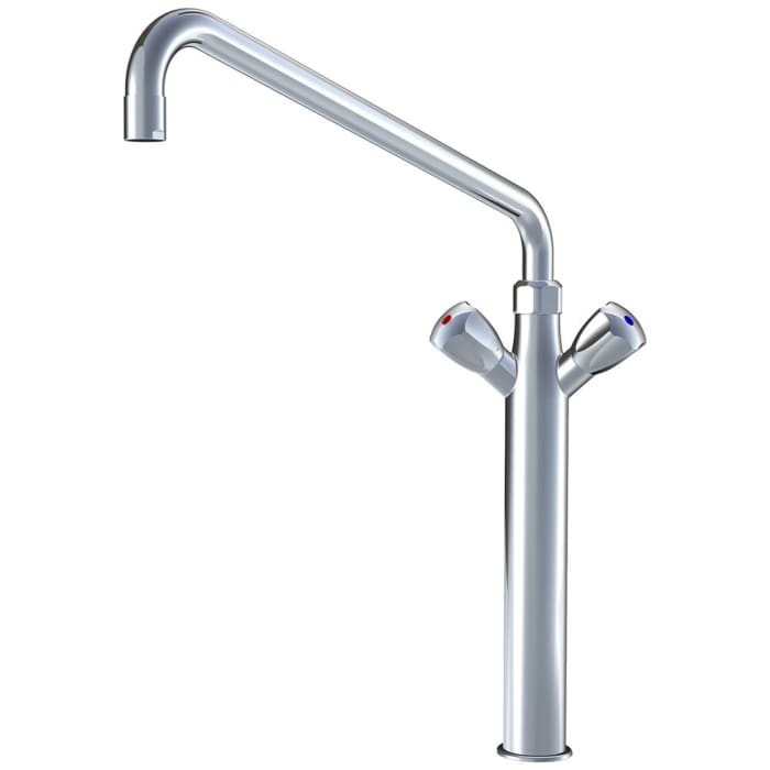 KWC Gastro Zweigriff-Spültischbatterie mit hohem Sockel für die Profiküche, Ausladung 45 cm