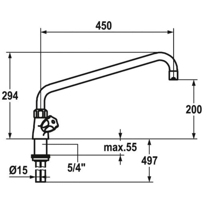 KWC Gastro Zweigriff-Spültischbatterie für die Profiküche, Ausladung 45 cm