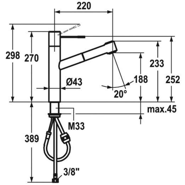 KWC ONO Einhand-Spültischbatterie Niederdruck, Vorfenstermontage
