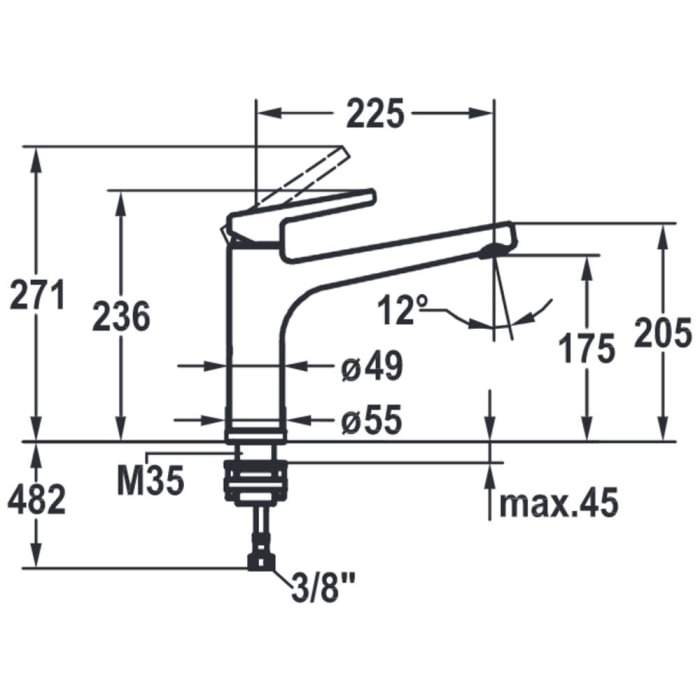 KWC SUNO Einhebel-Spültischbatterie für Unterfenstermontage