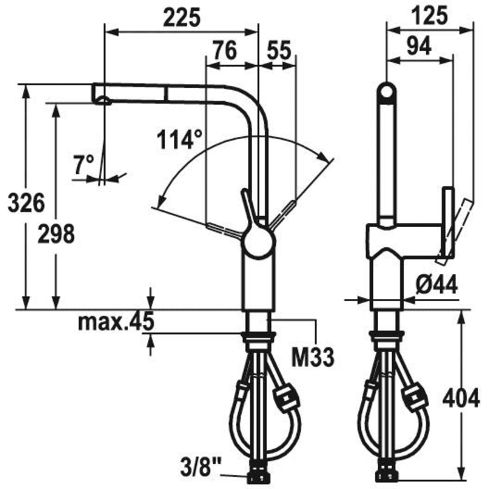 KWC LIVELLO Einhand-Spültischbatterie mit Auszugauslauf, für Unterfenstermontage