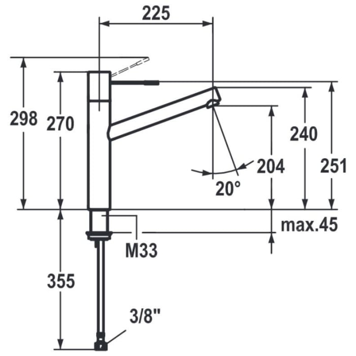 KWC ONO Einhand-Spültischbatterie für Vorfenstermontage