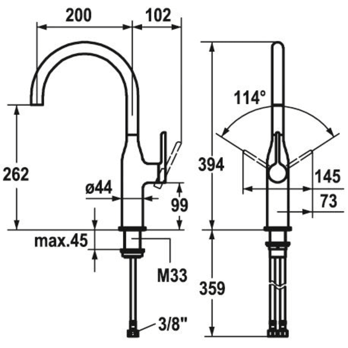 KWC SIN Einhand-Spültischbatterie für Unterfenstermontage
