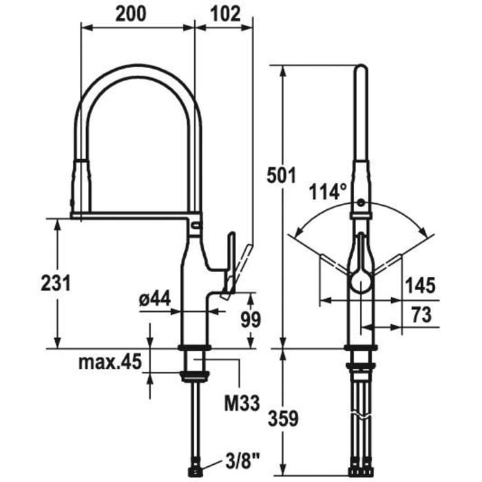 KWC SIN Einhand-Spültischbatterie mit ausziehbarer Brause, Vorfenstermontage