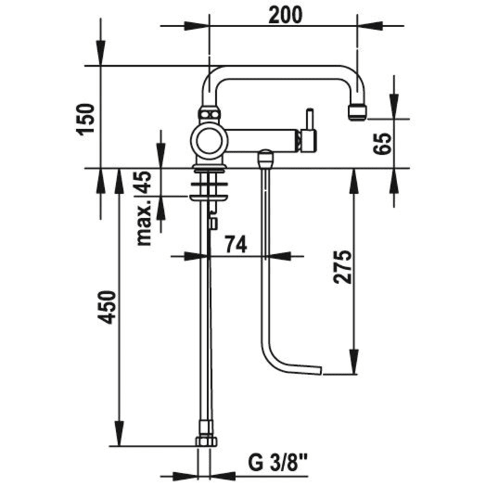 KWC Thekenarmatur Einhebelmischer mit Unterspühlrohr