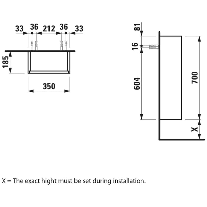 LAUFEN BASE Halbhochschrank 35 x 18,5 x 70 cm, Scharnier links mit Push & Pull-Funktion