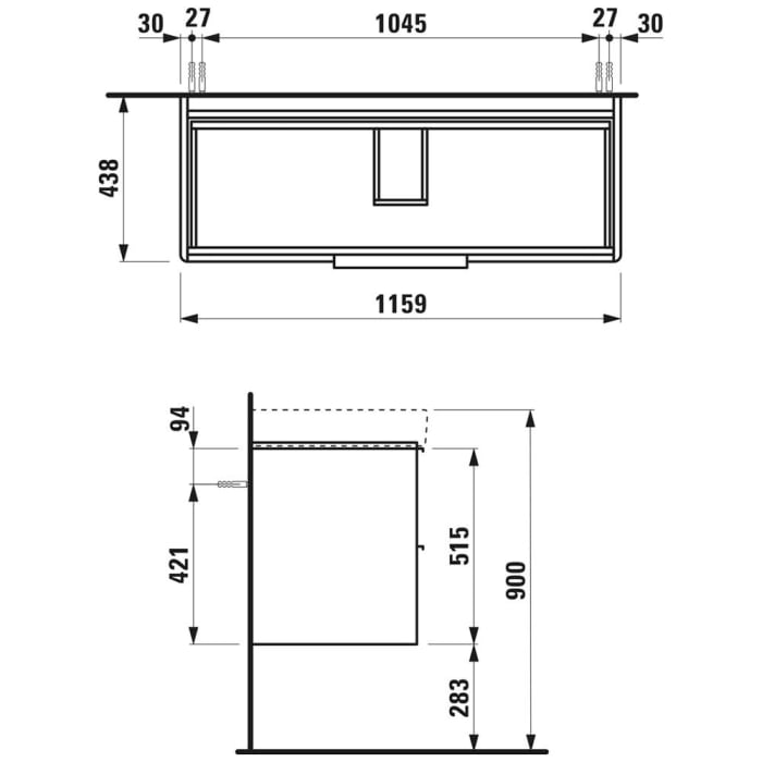 LAUFEN BASE Waschtischunterbau 116 x 44 cm
