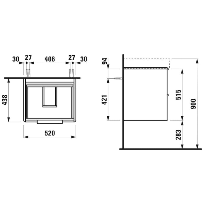 LAUFEN BASE Waschtischunterbau 52 x 44 cm