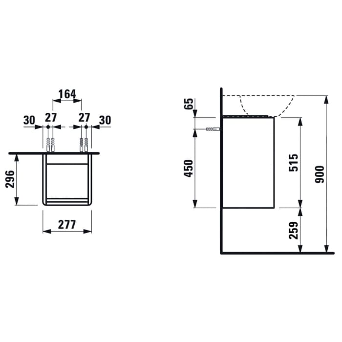 LAUFEN BASE für INO Waschtischunterbau 28 x 30 cm, Tür rechts, Griff schwarz